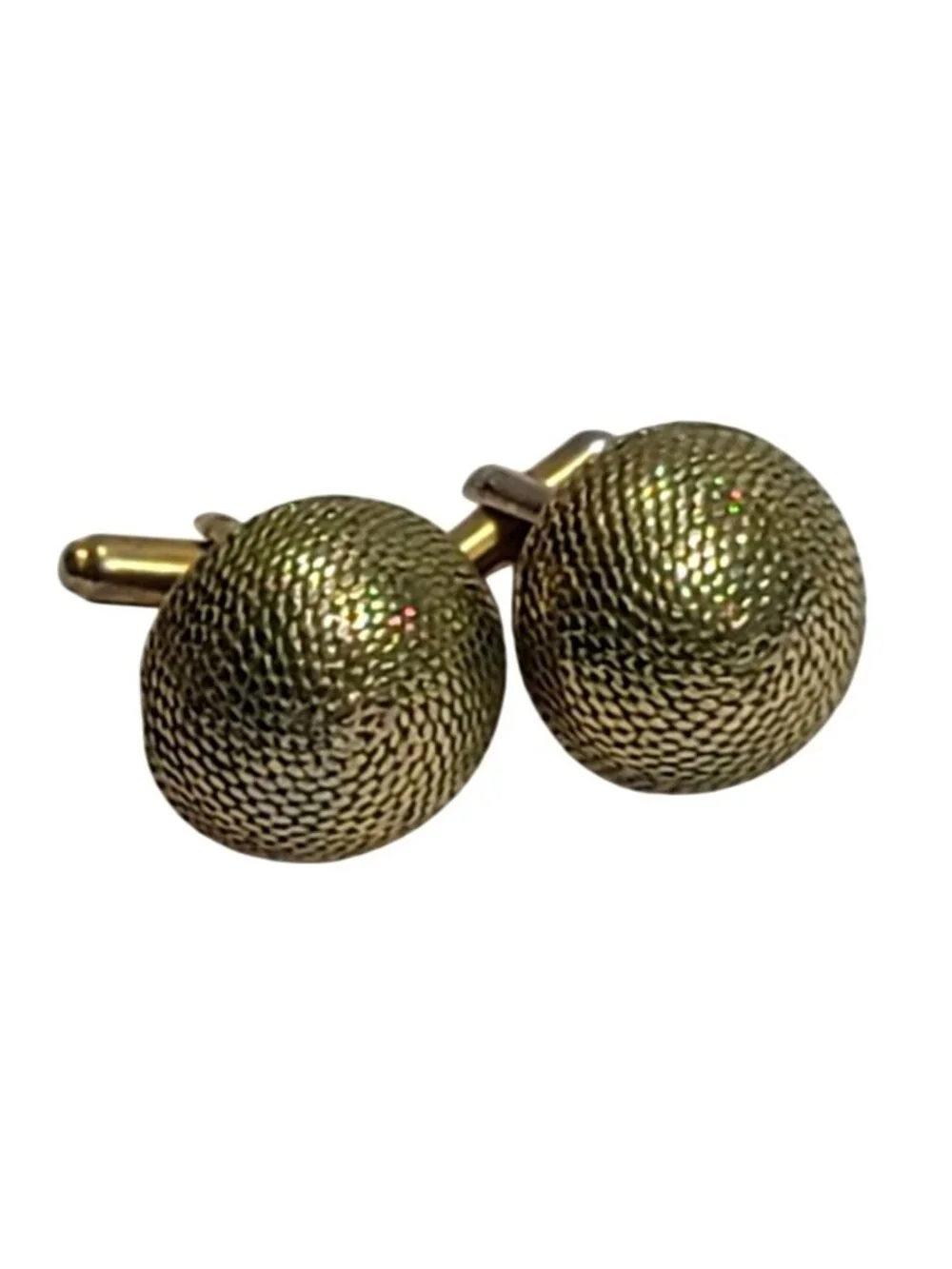 Vintage Gold Tone Textured Round Cufflinks Mid-Century MCM